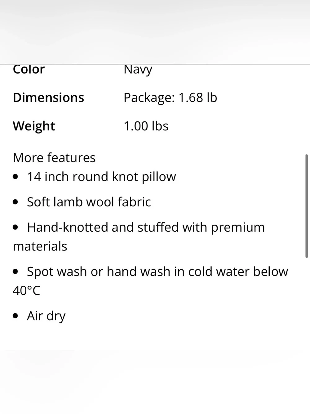 Decorative Knot Pillow LAMB’S WOOL 14” ROUND - BLUE